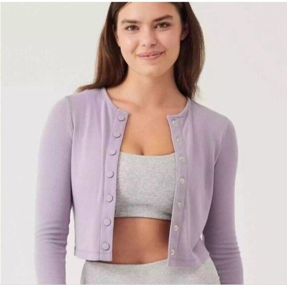 Jackets & Blazers - Outdoor Voices NWT CozyRib Cropped Cardigan Earl Grey Light Purple Size Small